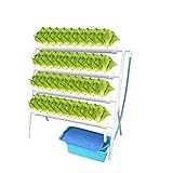 N / A Sistema de plantación hidropónica, Tubo hidropónico Vertical de PVC, 36 Estaciones Kit de plantación hidropónica de 4 Tubos, con Bomba de Agua, para Vegetales de balcón