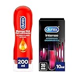 Durex Gel Lubricante Massage Sensual + Gel Intense | Pack Geles Sexuales, Negro, 2 Unidad, 210 Mililitro