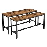 VASAGLE Bancos para Cocina, Juego de 2, Bancos Interiores Estilo Industrial, 108 x 32,5 x 50 cm, Estructura Metálica Duradera, para Cocina, Comedor, Sala de Estar, Marrón Rústico KTB33X
