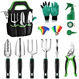 Anykuu Herramientas Jardinería 32 Piezas Juego de Herramientas de jardinería Herramientas de jardín Multifuncional con Paleta Mano Trasplantadora Tijeras Podar Rastrillo Mano Guantes Bolsa