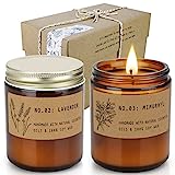 Velas Aromáticas en Frasco, Regalos Para Mujer, Lavanda & Musgo ámbar Serie, Velas Aromaticas Para Regalo 400 G, Tiempo de Combustión 100 H, Baño, Yoga, Alivio del Estrés, 2pcs